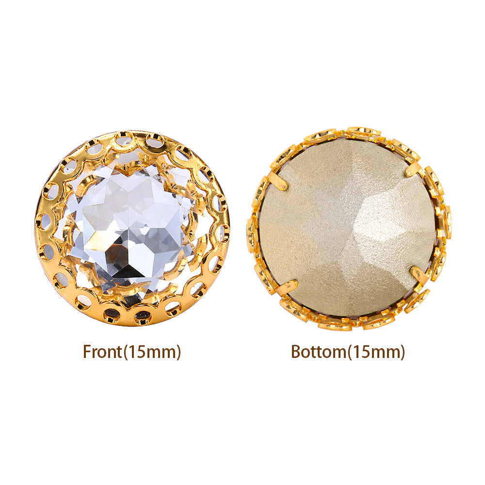 Crystal Gemstone Flower Round Shape High-Quality Glass Sew-on Nest Hollow Claw Rhinestones