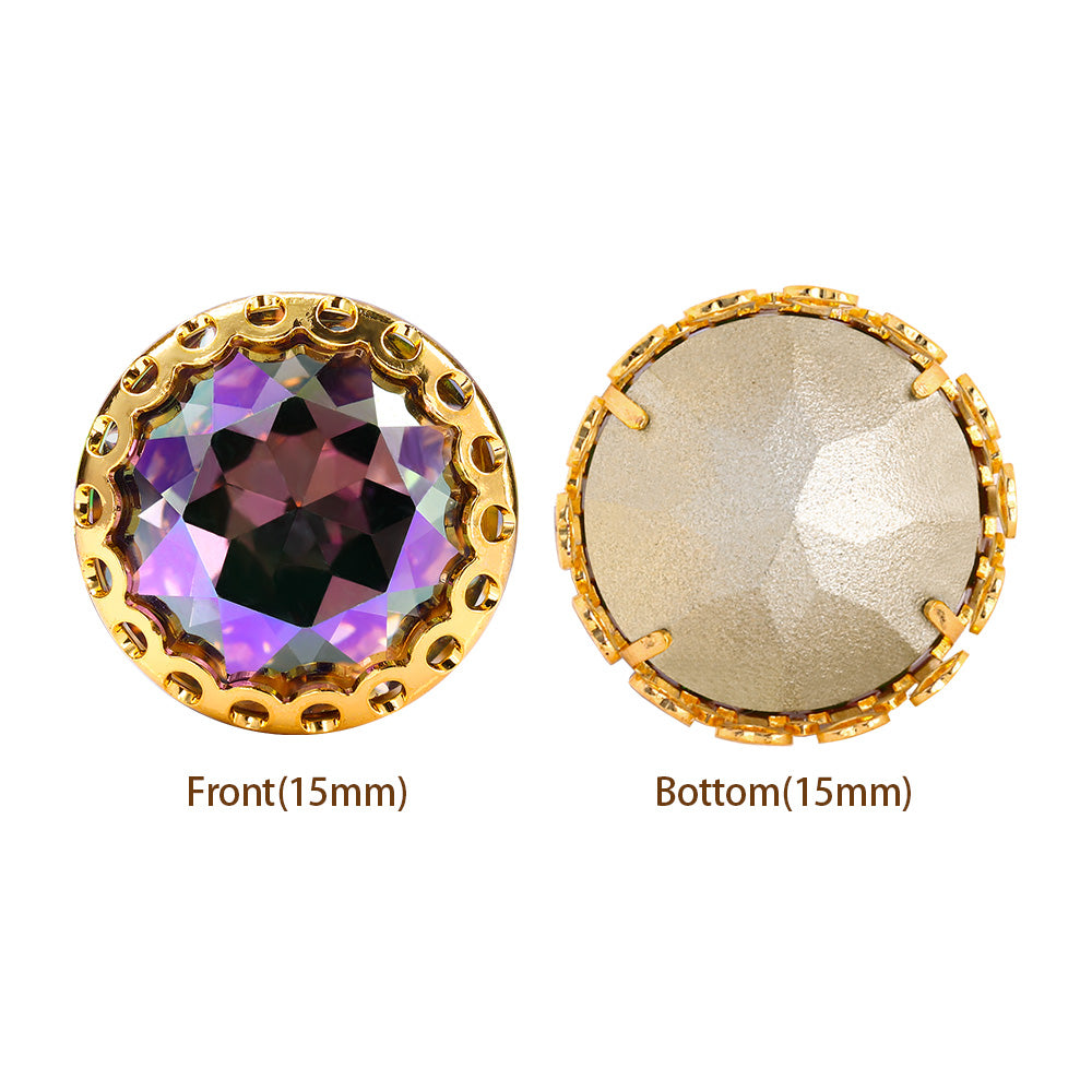 Ghost Light Gemstone Flower Round Shape High-Quality Glass Sew-on Nest Hollow Claw Rhinestones