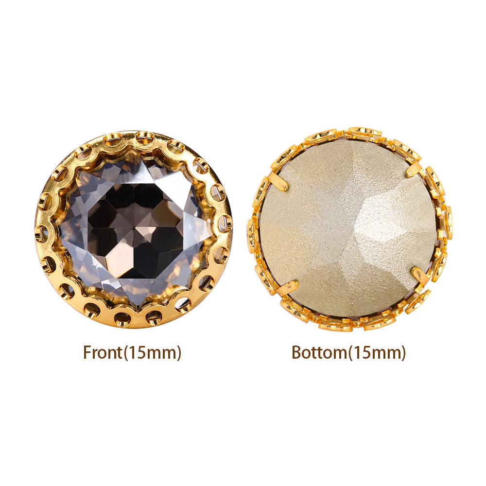 Satin Gemstone Flower Round Shape High-Quality Glass Sew-on Nest Hollow Claw Rhinestones