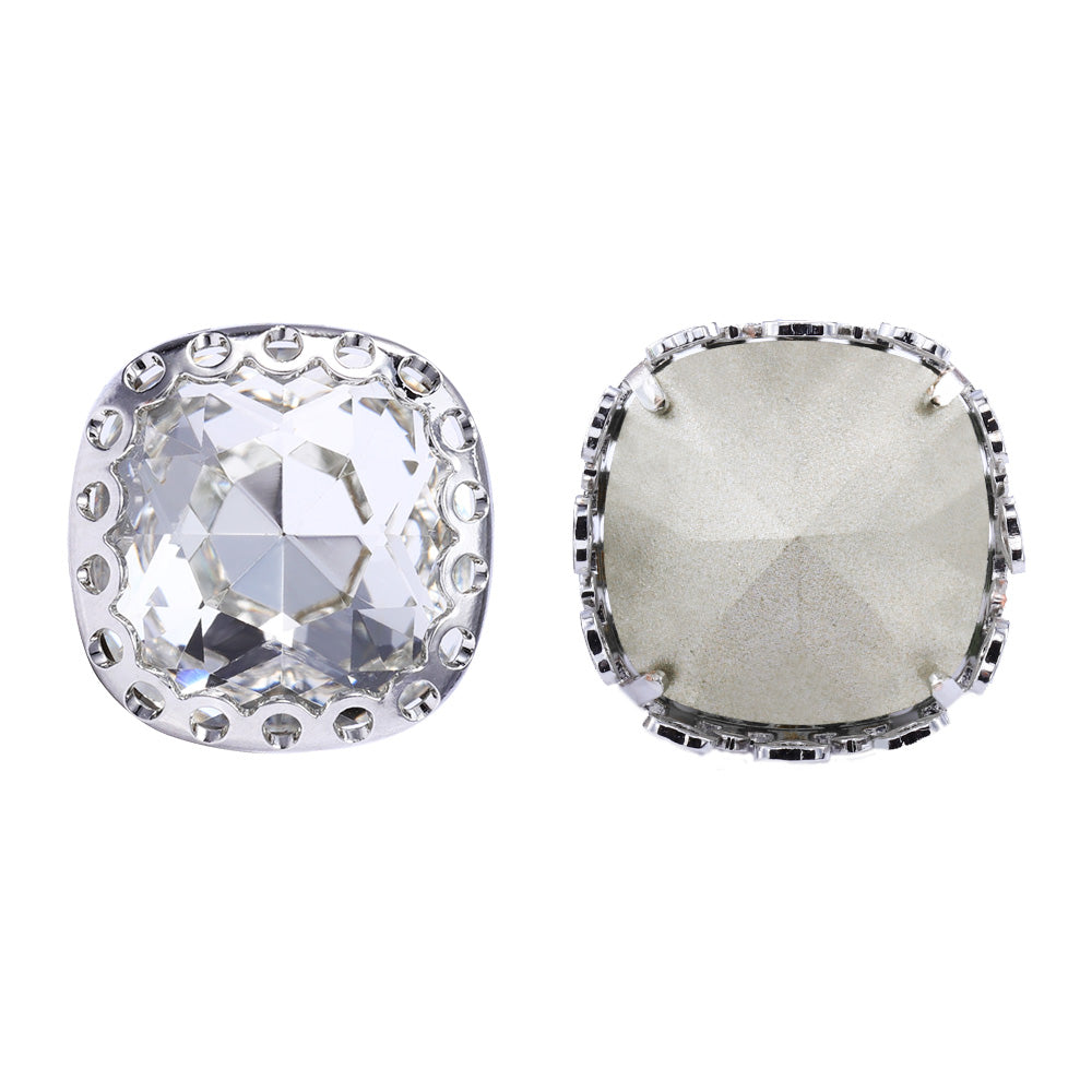 Crystal Cushion Square Shape High-Quality Glass Sew-on Nest Hollow Claw Rhinestones WholesaleRhinestone
