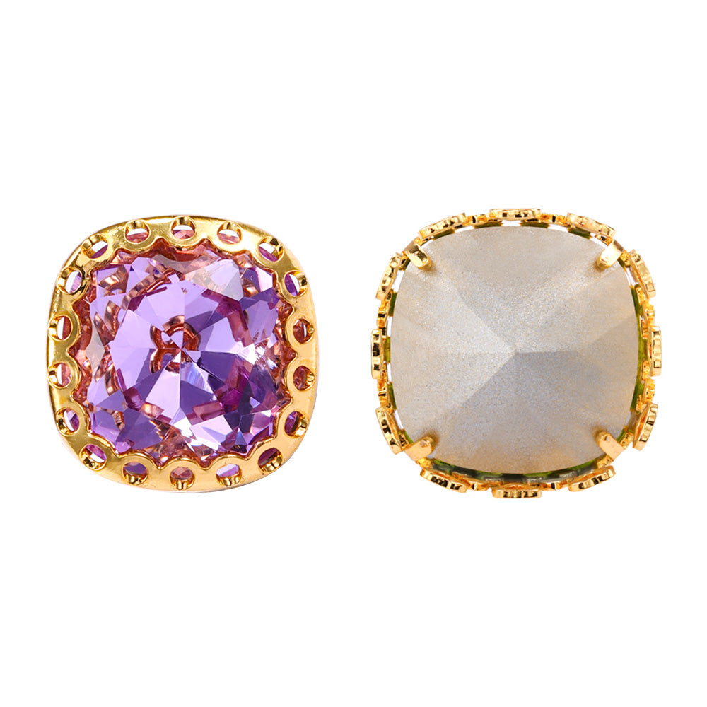 Violet Cushion Square Shape High-Quality Glass Sew-on Nest Hollow Claw Rhinestones WholesaleRhinestone