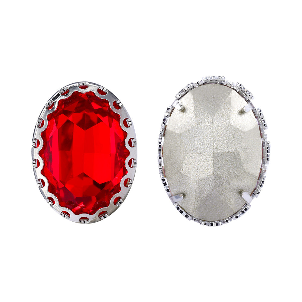 Light Siam Oval Shape High-Quality Glass Sew-on Nest Hollow Claw Rhinestones WholesaleRhinestone