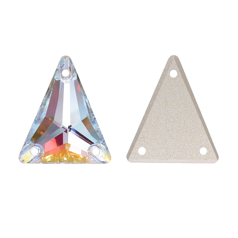 Slim Triangle Shape Light Crystal AB High Quality Glass Sew-on Rhinestones Secondary image