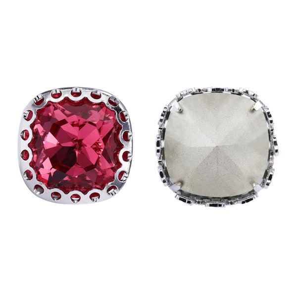 Rose Cushion Square Shape High-Quality Glass Sew-on Nest Hollow Claw Rhinestones WholesaleRhinestone