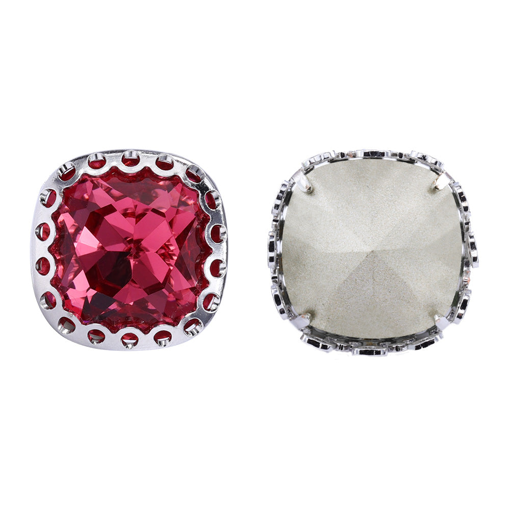 Rose Cushion Square Shape High-Quality Glass Sew-on Nest Hollow Claw Rhinestones WholesaleRhinestone