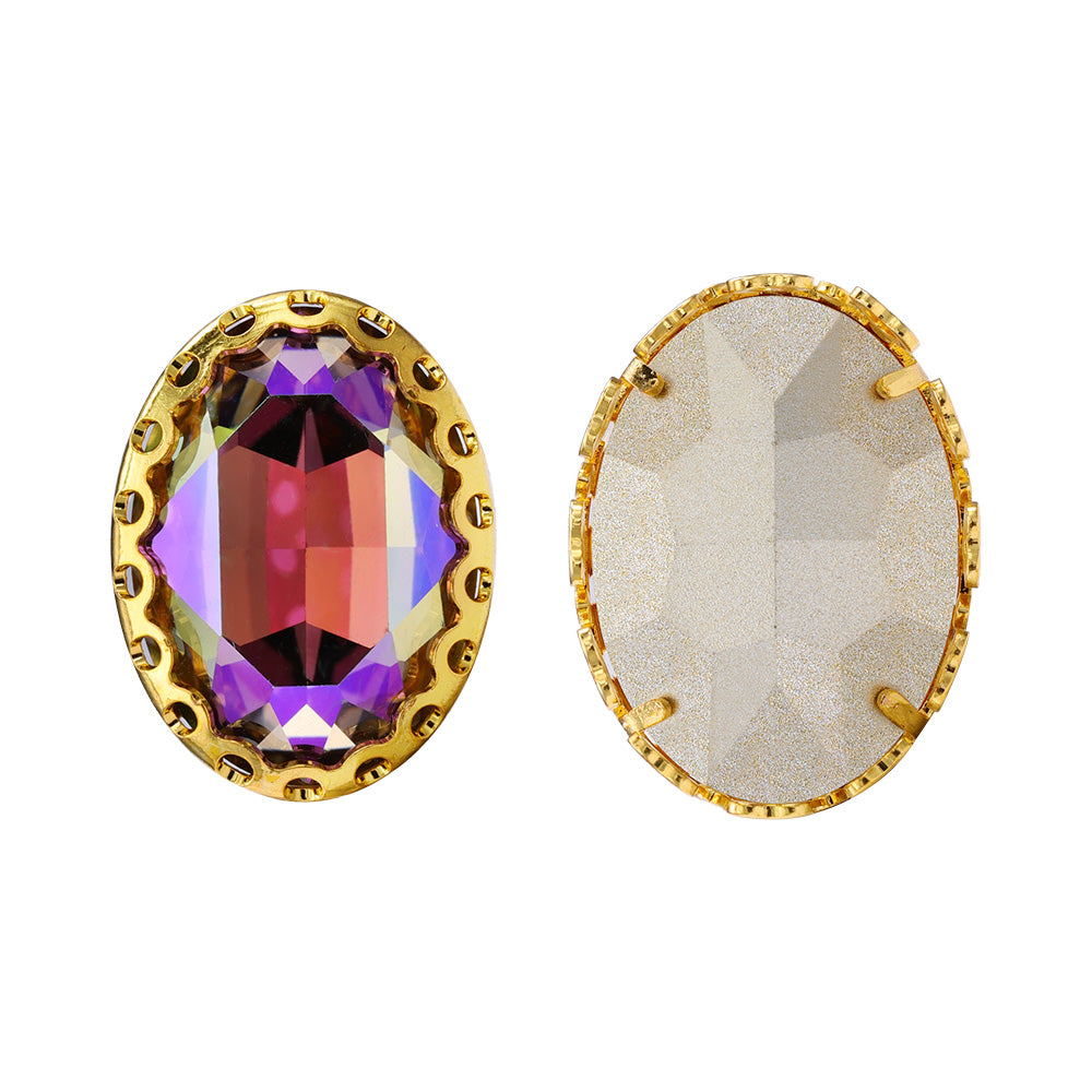 Ghost Light Oval Shape High-Quality Glass Sew-on Nest Hollow Claw Rhinestones WholesaleRhinestone