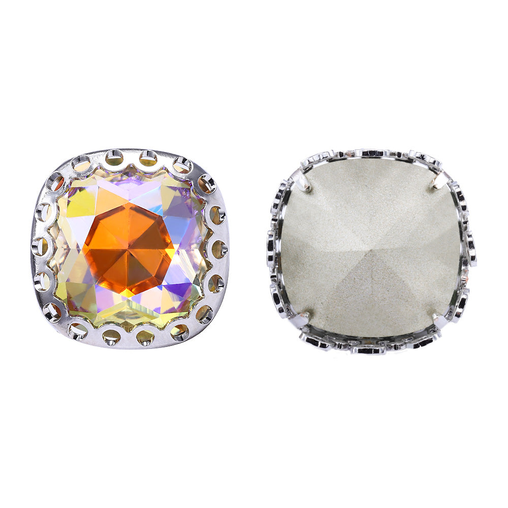 Paradise Shine Cushion Square Shape High-Quality Glass Sew-on Nest Hollow Claw Rhinestones WholesaleRhinestone
