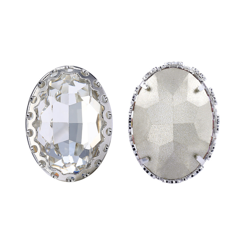 Crystal Oval Shape High-Quality Glass Sew-on Nest Hollow Claw Rhinestones