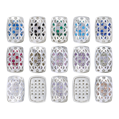 Mixed Colors Cushion Rectangle Shape Silver Plated High-Quality Sew-on Alloy Charms Inlaid Cubic Zirconia WholesaleRhinestone Hauptbild