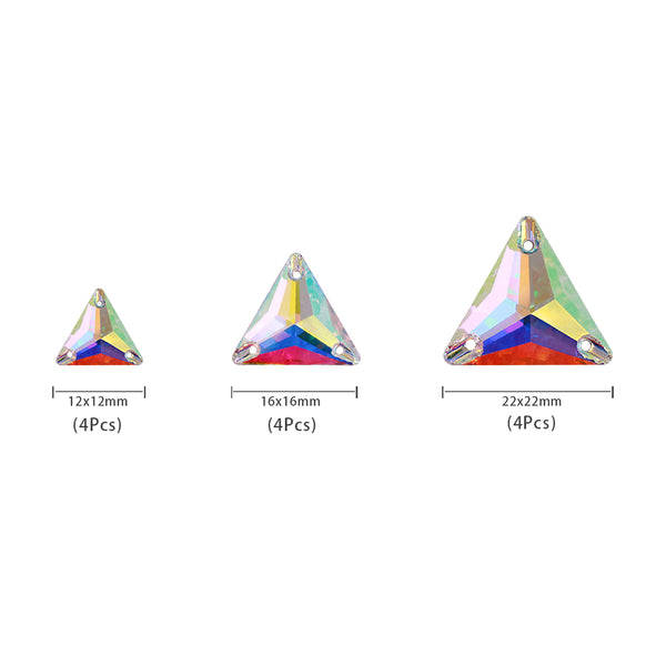 Mixed Sizes Crystal AB Triangle Shape High Quality Glass Sew-on Rhinestones WholesaleRhinestone
