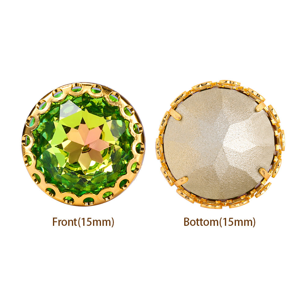 Vitrail Rose Gemstone Flower Round Shape High-Quality Glass Sew-on Nest Hollow Claw Rhinestones