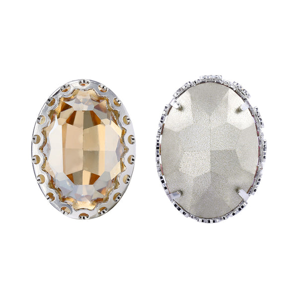 Golden Shadow Oval Shape High-Quality Glass Sew-on Nest Hollow Claw Rhinestones WholesaleRhinestone