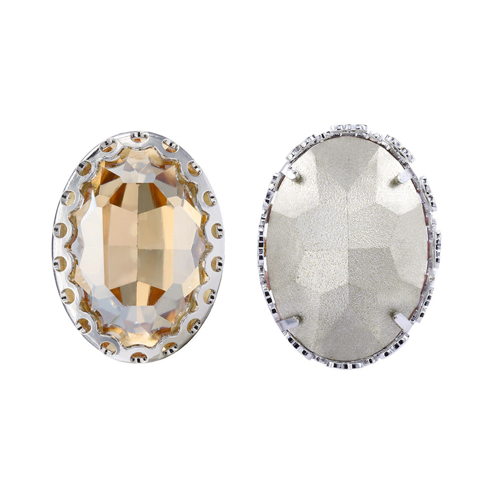 Golden Shadow Oval Shape High-Quality Glass Sew-on Nest Hollow Claw Rhinestones WholesaleRhinestone
