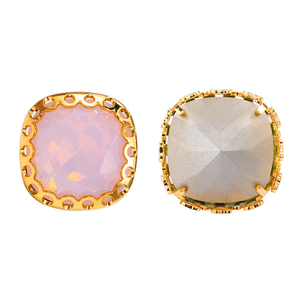Rose Water Opal Pushion Square Form Høj kvalitet Glas Sy-On Nest Hollow Claw Rhinestones Sekundært billede