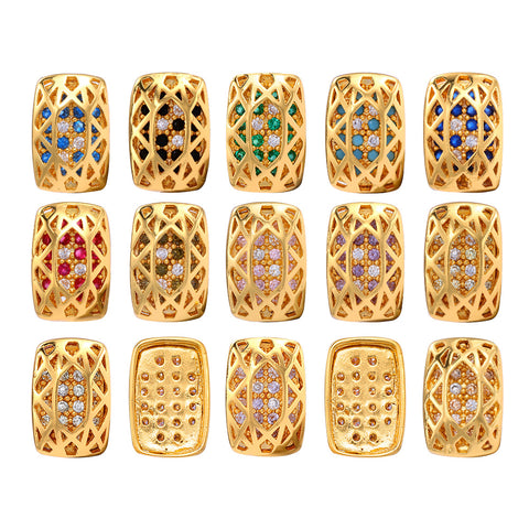 Mixed Colors Cushion Rectangle Shape Golden Plated High-Quality Sew-on Alloy Charms Inlaid Cubic Zirconia WholesaleRhinestone Main image
