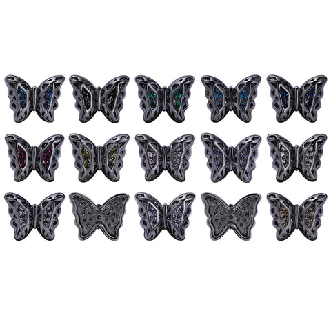 Mixed Colors Butterfly Shape Hematite Plated High-Quality Sew-on Alloy Charms Inlaid Cubic Zirconia WholesaleRhinestone Hauptbild