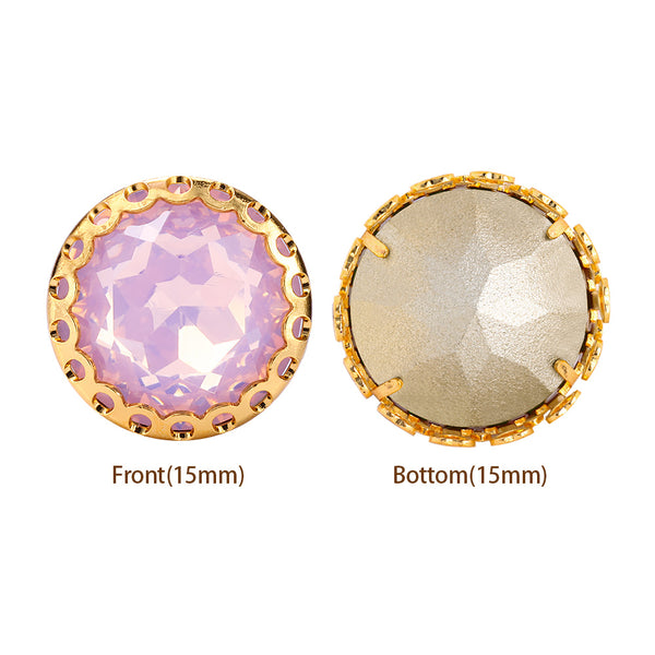 Rose Water Opal Gemstone Flower Round Shape High-Quality Glass Sew-on Nest Hollow Claw Rhinestones WholesaleRhinestone
