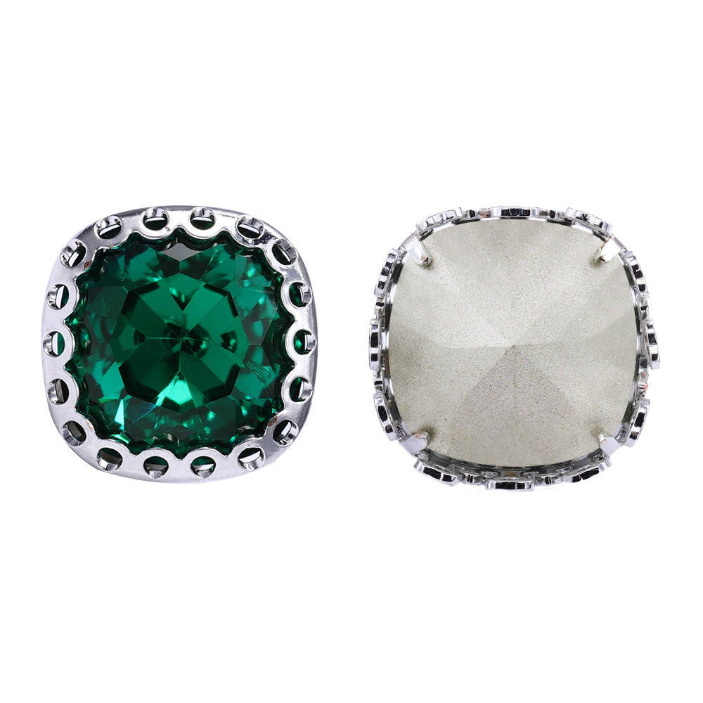 Emerald Cushion Square Shape High-Quality Glass Sew-on Nest Hollow Claw Rhinestones WholesaleRhinestone