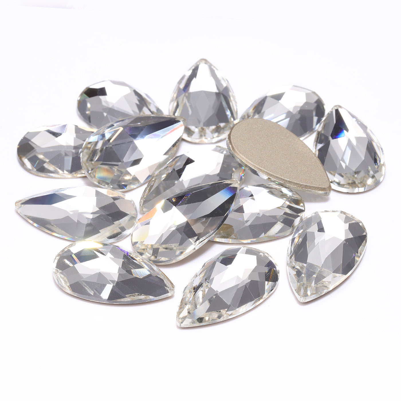 Crystal Drop Shape High Quality Glass Beveled Flat Back Rhinestones Второстепенное изображение товара