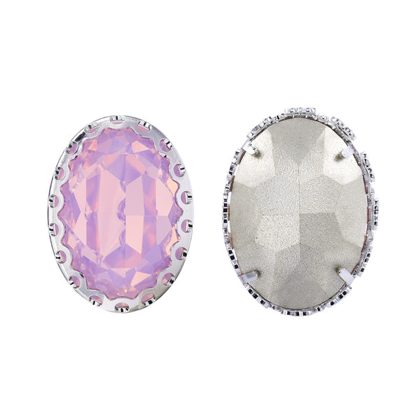 Rose Water Opal Oval Shape High-Quality Glass Sew-on Nest Hollow Claw Rhinestones WholesaleRhinestone