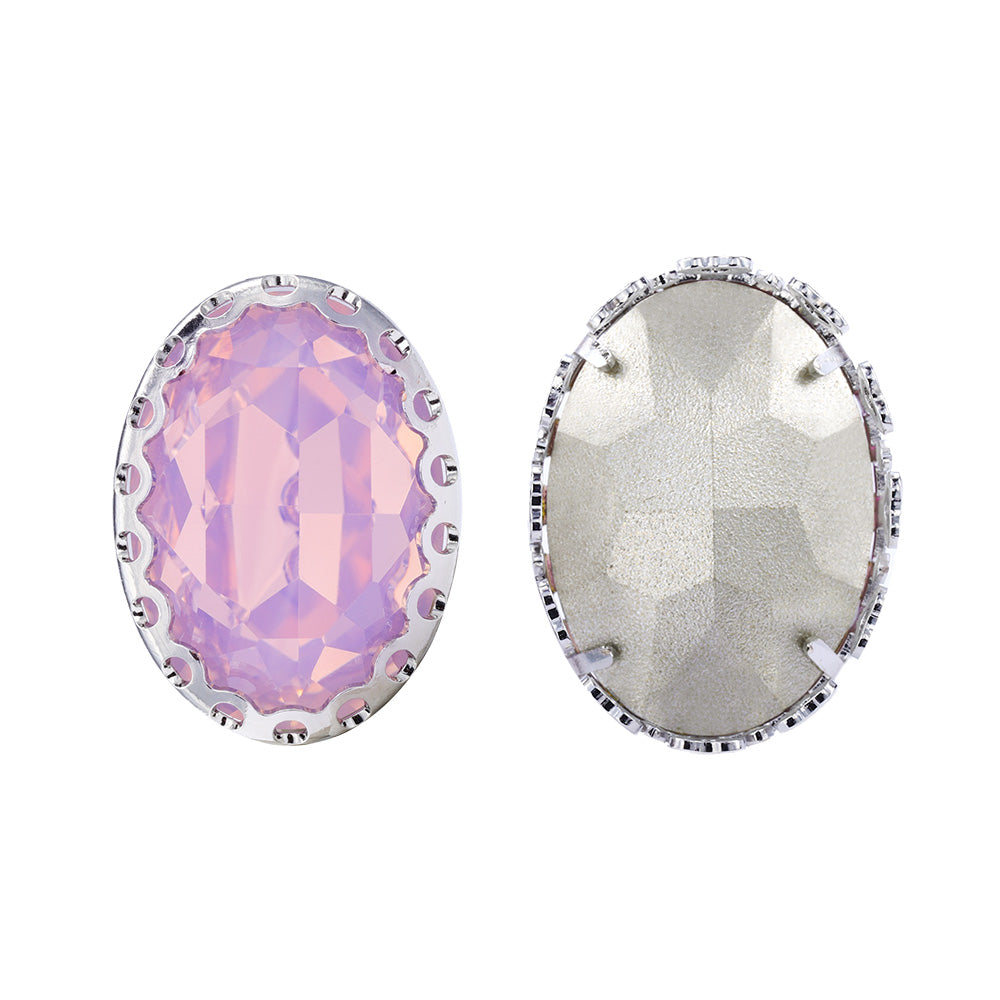Rose Water Opal Oval Shape High-Quality Glass Sew-on Nest Hollow Claw Rhinestones WholesaleRhinestone