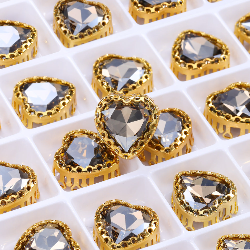 Satin Maxi Heart Shape High-Quality Glass Sew-on Nest Hollow Claw Rhinestones WholesaleRhinestone