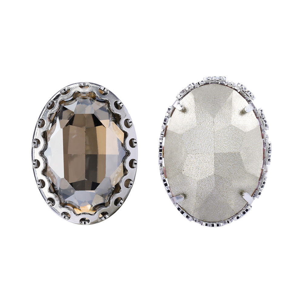 Satin Oval Shape High-Quality Glass Sew-on Nest Hollow Claw Rhinestones WholesaleRhinestone