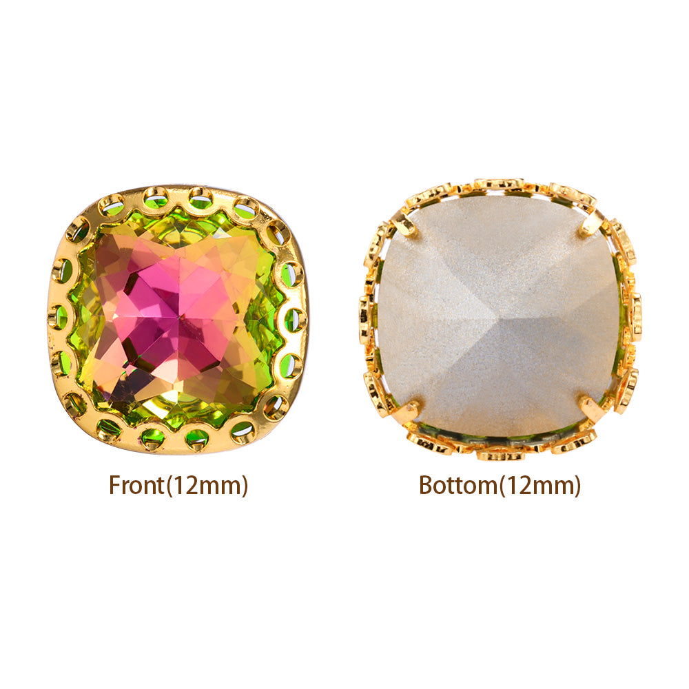 Vitrail Rose Cushion Square Shape High-Quality Glass Sew-on Nest Hollow Claw Rhinestones Secondary image