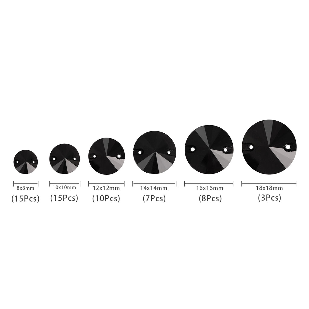 Mixed Sizes Jet Rivoli Shape High Quality Glass Sew-on Rhinestones WholesaleRhinestone