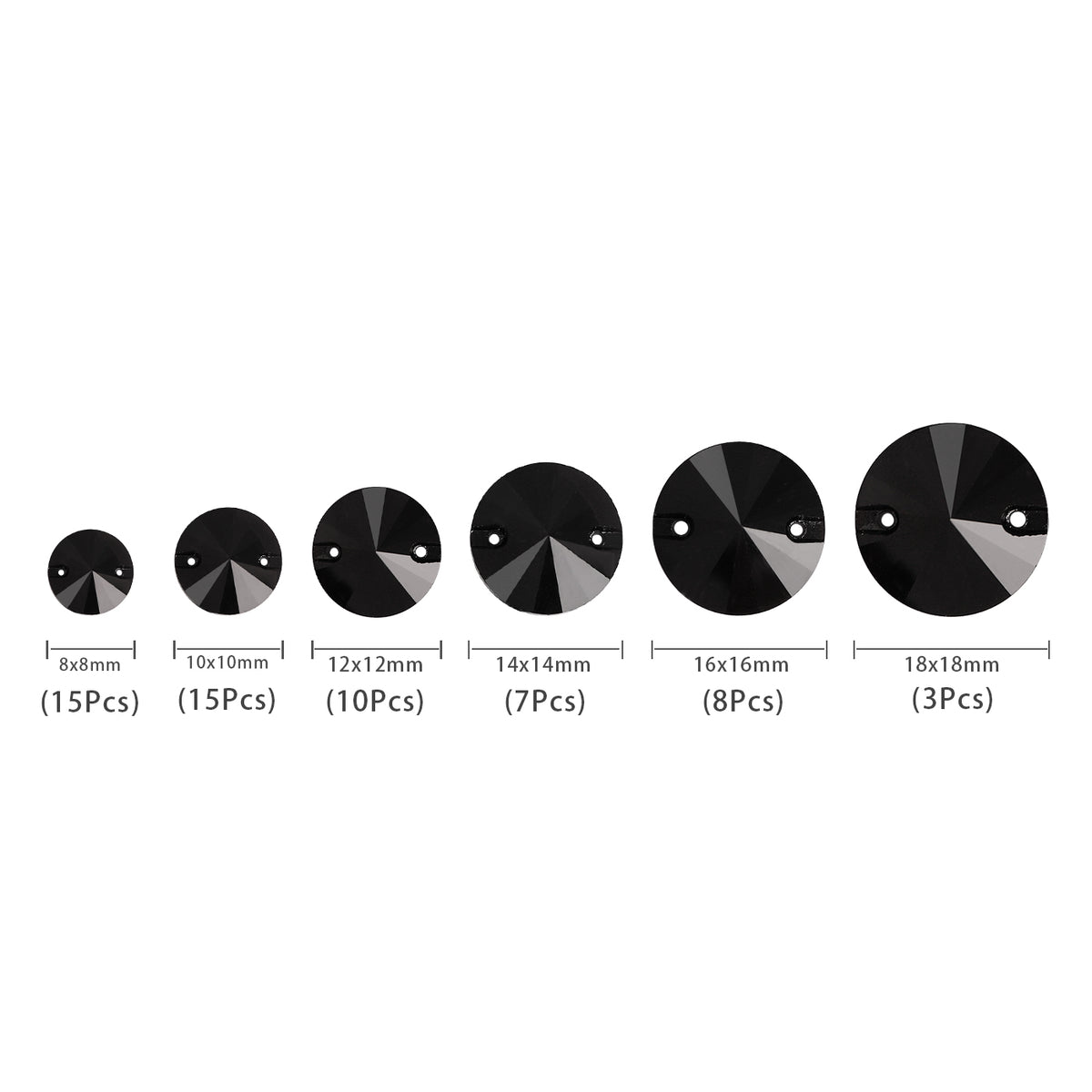 Mixed Sizes Jet Rivoli Shape High Quality Glass Sew-on Rhinestones WholesaleRhinestone