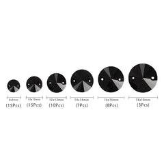 Mixed Sizes Jet Rivoli Shape High Quality Glass Sew-on Rhinestones WholesaleRhinestone