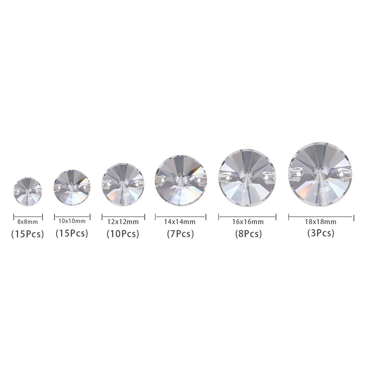 Mixed Sizes Crystal Rivoli Shape High Quality Glass Sew-on Rhinestones WholesaleRhinestone