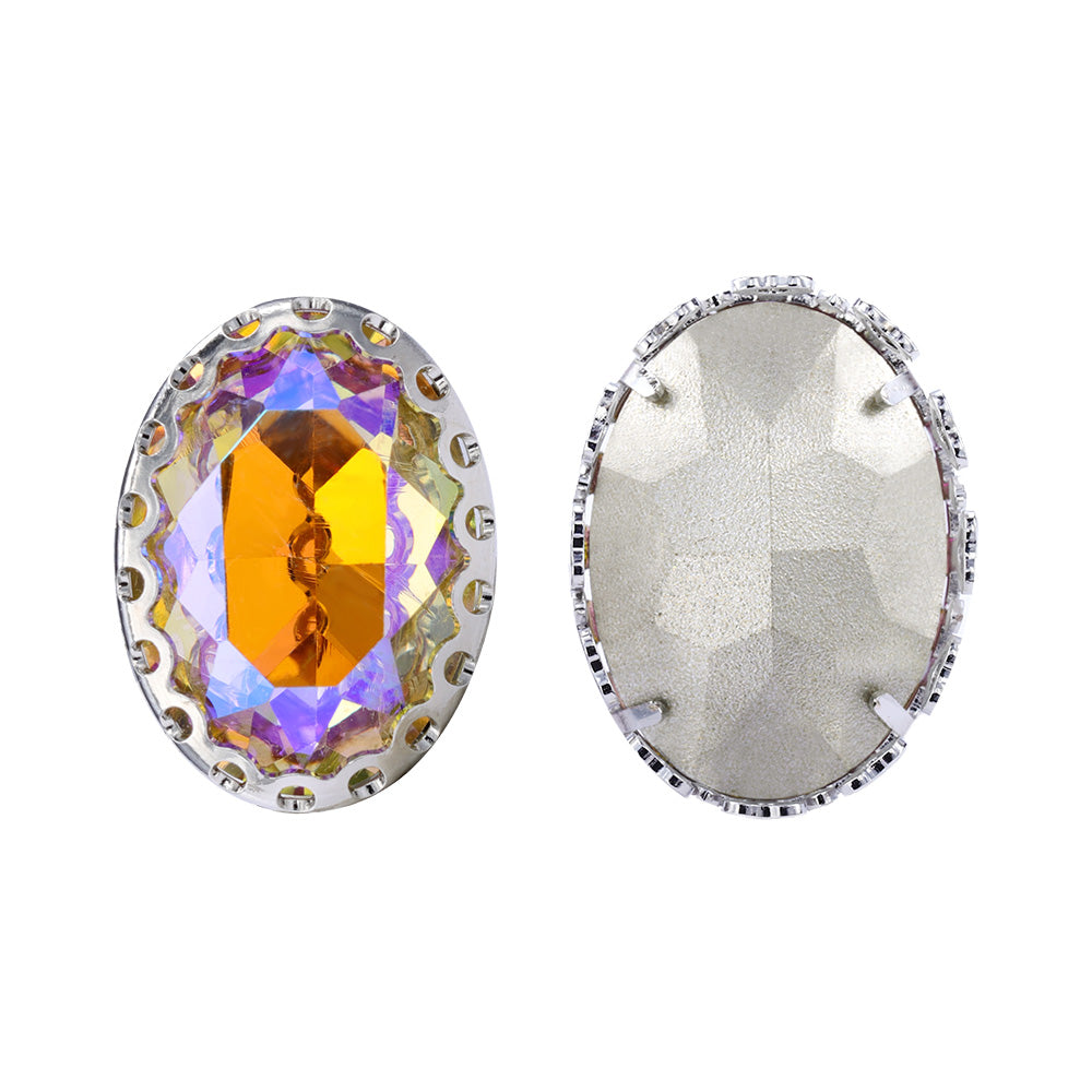 Paradise Shine Oval Shape High-Quality Glass Sew-on Nest Hollow Claw Rhinestones WholesaleRhinestone