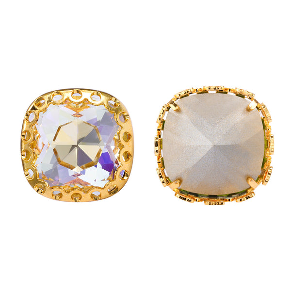 Moonlight Cushion Square Shape High-Quality Glass Sew-on Nest Hollow Claw Rhinestones WholesaleRhinestone