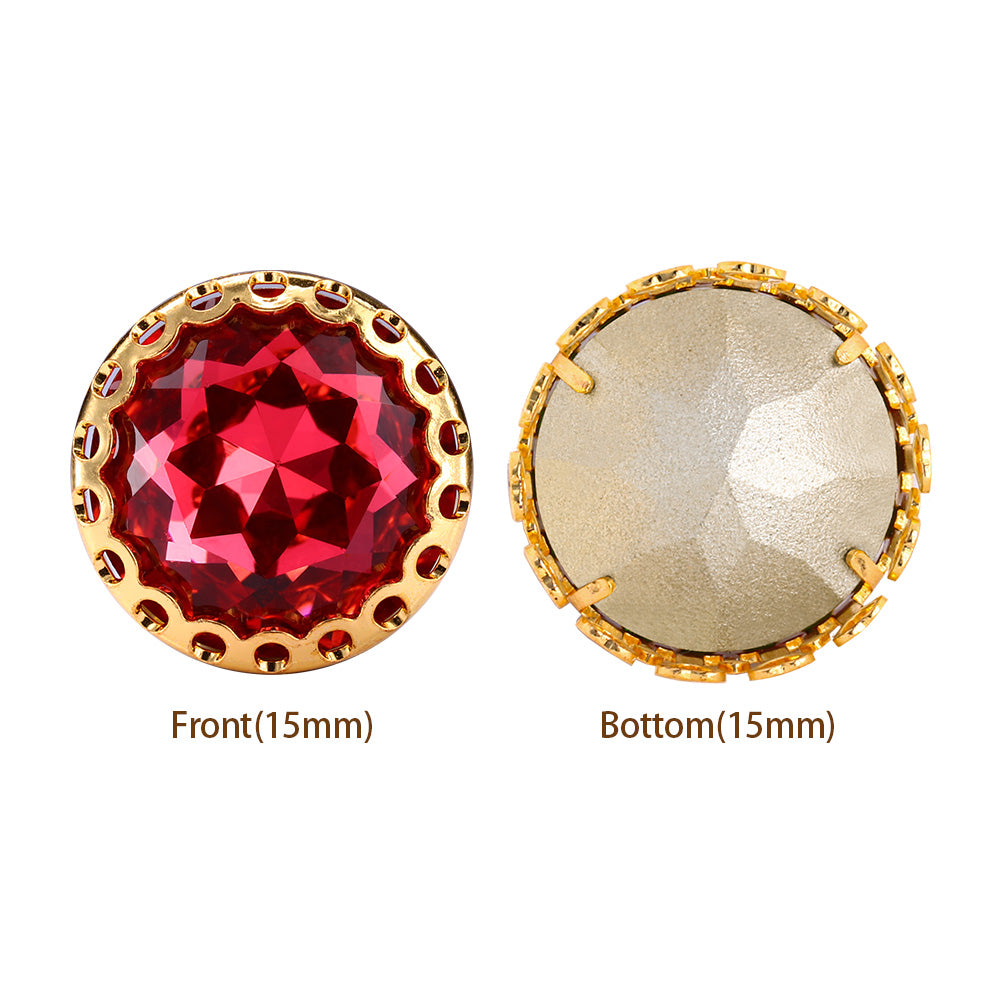 Rose Gemstone Flower Round Shape High-Quality Glass Sew-on Nest Hollow Claw Rhinestones