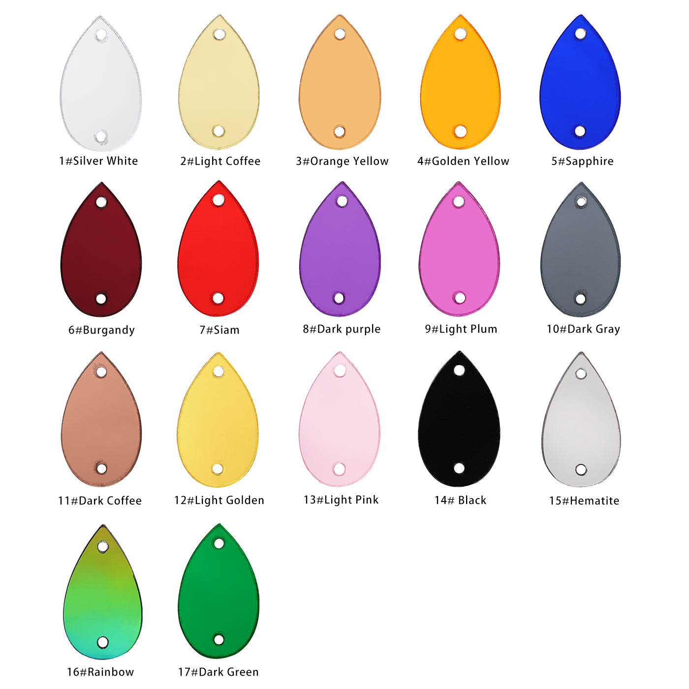 Drop Shape Multi Colors Acrylic Sew-on Mirror For Dance Costume Secondary image