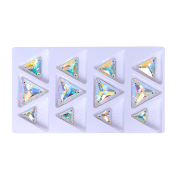 Mixed Sizes Crystal AB Triangle Shape High Quality Glass Sew-on Rhinestones WholesaleRhinestone