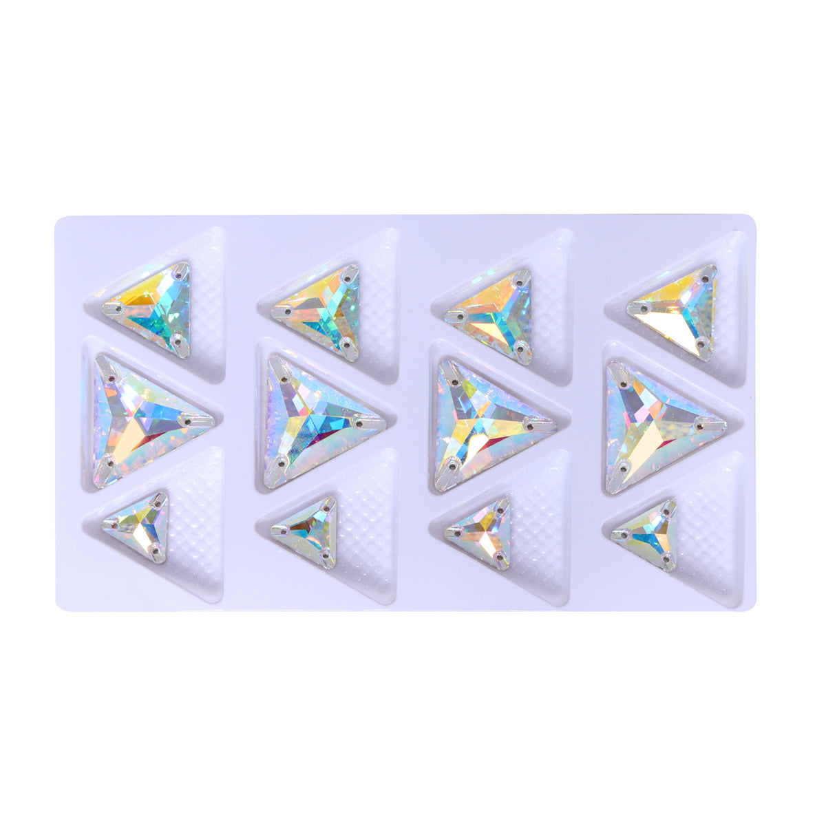 Mixed Sizes Crystal AB Triangle Shape High Quality Glass Sew-on Rhinestones WholesaleRhinestone