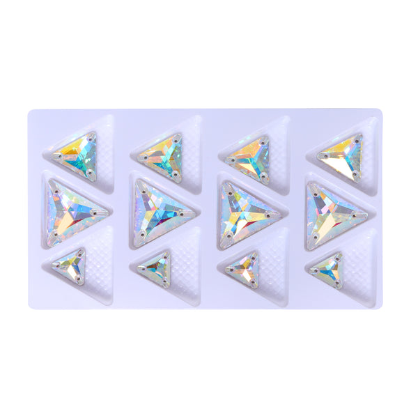 Mixed Sizes Crystal AB Triangle Shape High Quality Glass Sew-on Rhinestones WholesaleRhinestone