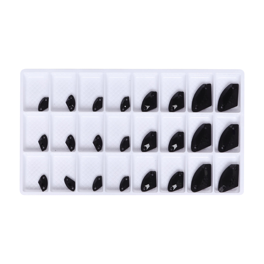 Mixed Sizes Jet Galactic Shape High Quality Glass Sew-on Rhinestones