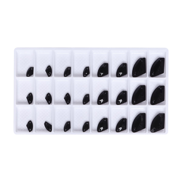 Mixed Sizes Jet Galactic Shape High Quality Glass Sew-on Rhinestones