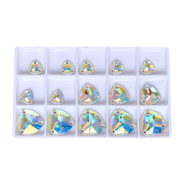 Mixed Sizes Crystal AB Trilliant Shape High Quality Glass Sew-on Rhinestones WholesaleRhinestone