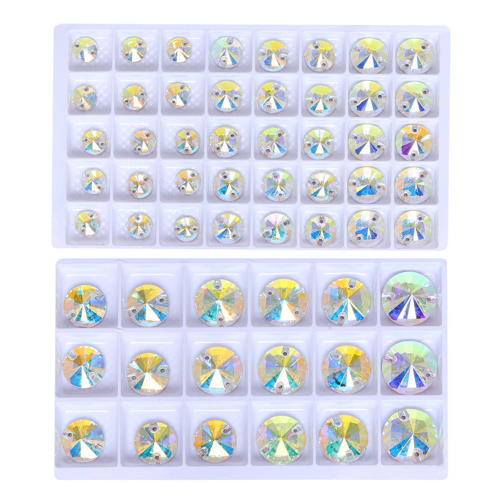 Mixed Sizes Crystal AB Rivoli Shape High Quality Glass Sew-on Rhinestones WholesaleRhinestone