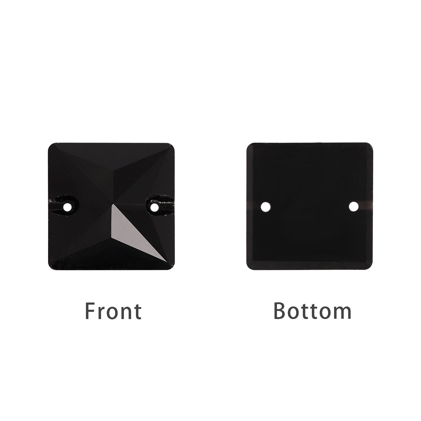 Mixed Sizes Jet Square Shape High Quality Glass Sew-on Rhinestones