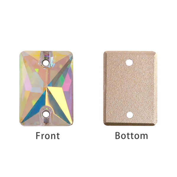 Mixed Sizes Crystal AB Rectangle Shape High Quality Glass Sew-on Rhinestones WholesaleRhinestone