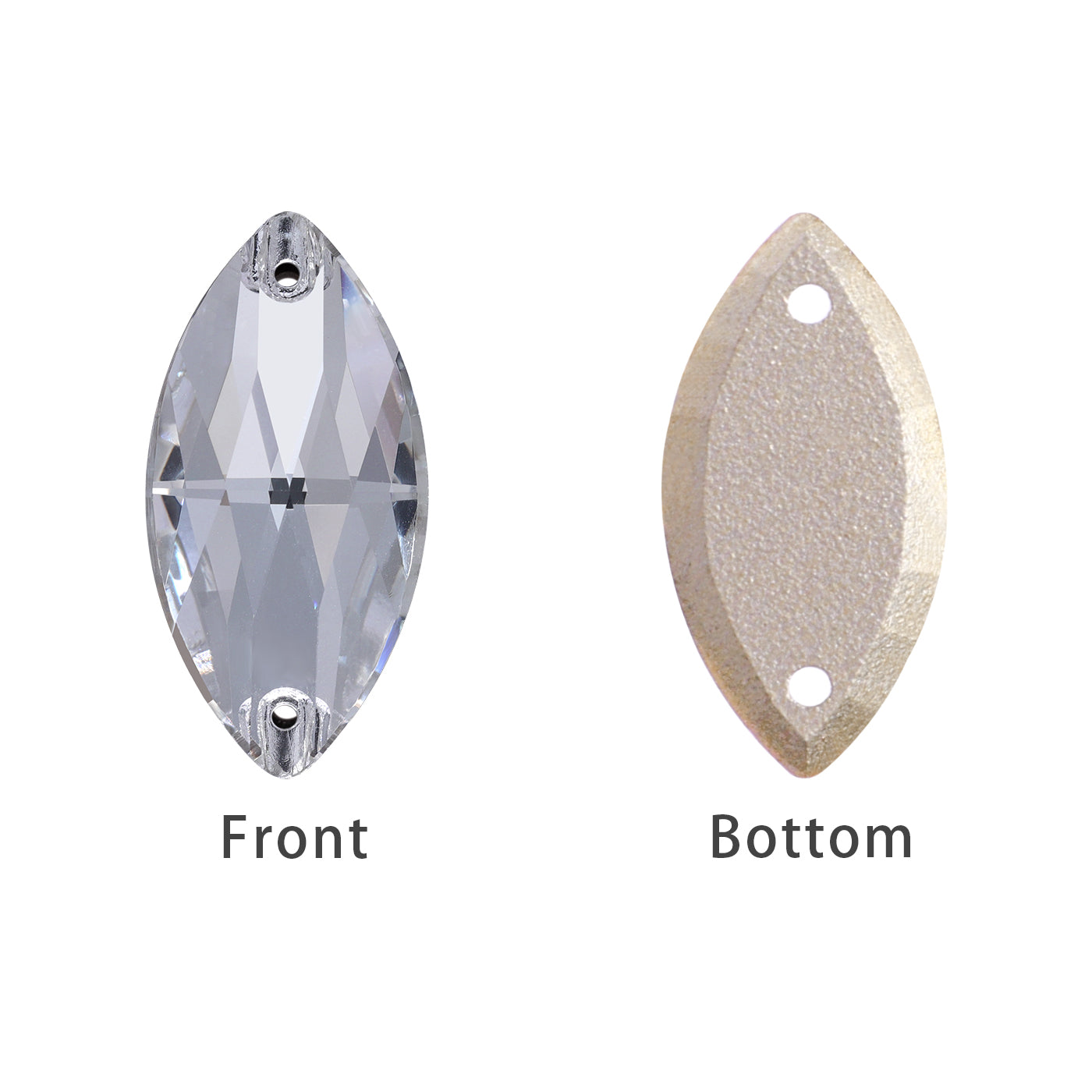 Mixed Sizes Crystal Navette Shape High Quality Glass Sew-on Rhinestones
