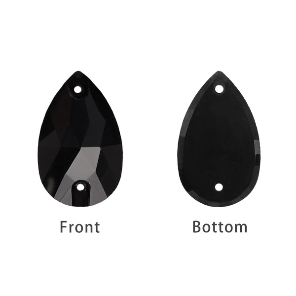 Mixed Sizes Jet Drop Shape High Quality Glass Sew-on Rhinestones WholesaleRhinestone
