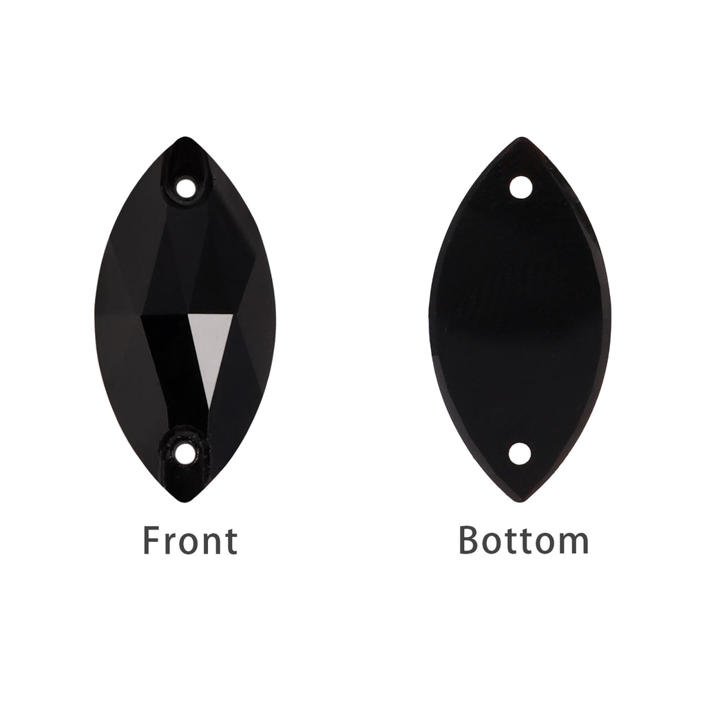 Mixed Sizes Jet Navette Shape High Quality Glass Sew-on Rhinestones WholesaleRhinestone