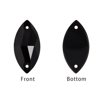 Mixed Sizes Jet Navette Shape High Quality Glass Sew-on Rhinestones WholesaleRhinestone