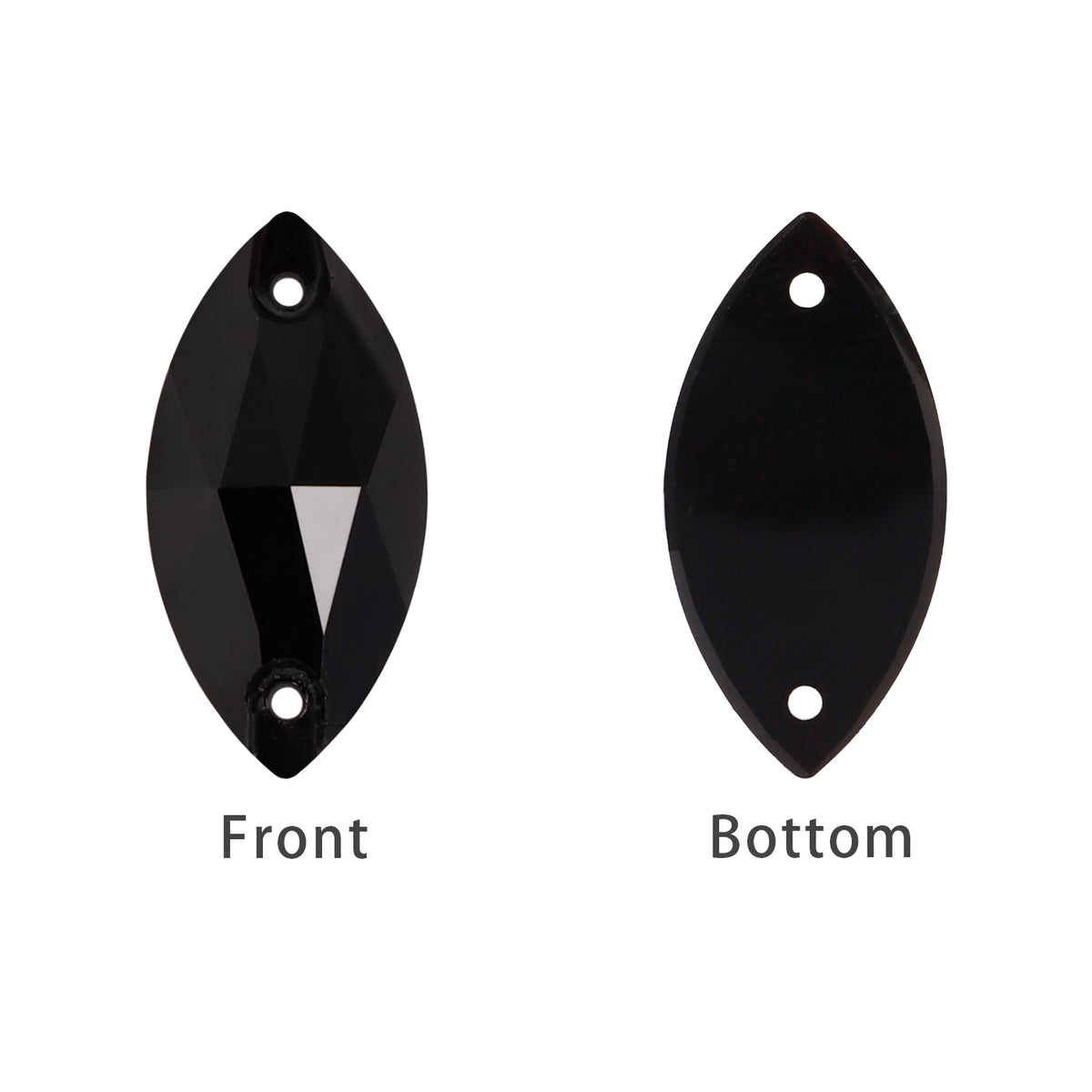 Mixed Sizes Jet Navette Shape High Quality Glass Sew-on Rhinestones WholesaleRhinestone